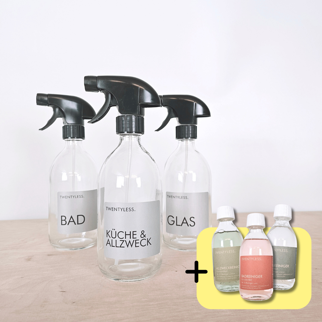 Reinigungsmittel Starter-Set Allzweck/Glas/Bad für 30 Reiniger