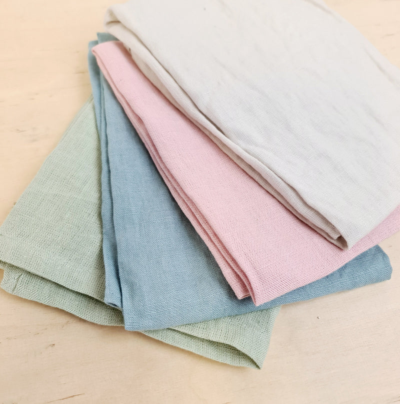 Geschirrtuch aus Leinen - Grün/Rosa/Blau oder Natur