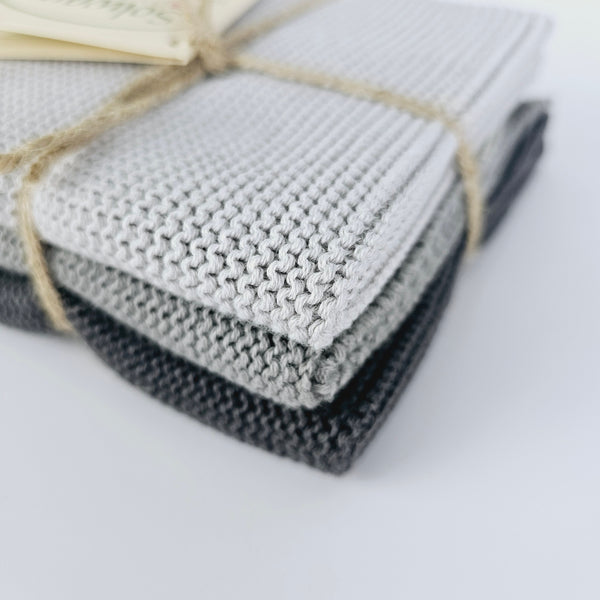 3er Set Wischtuch/Spültuch 25 x 25 cm GRAU